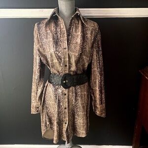 NWT THE SANG Oversized Faux Snakeskin Shirt Dress Size Small (Fits S/M/L)